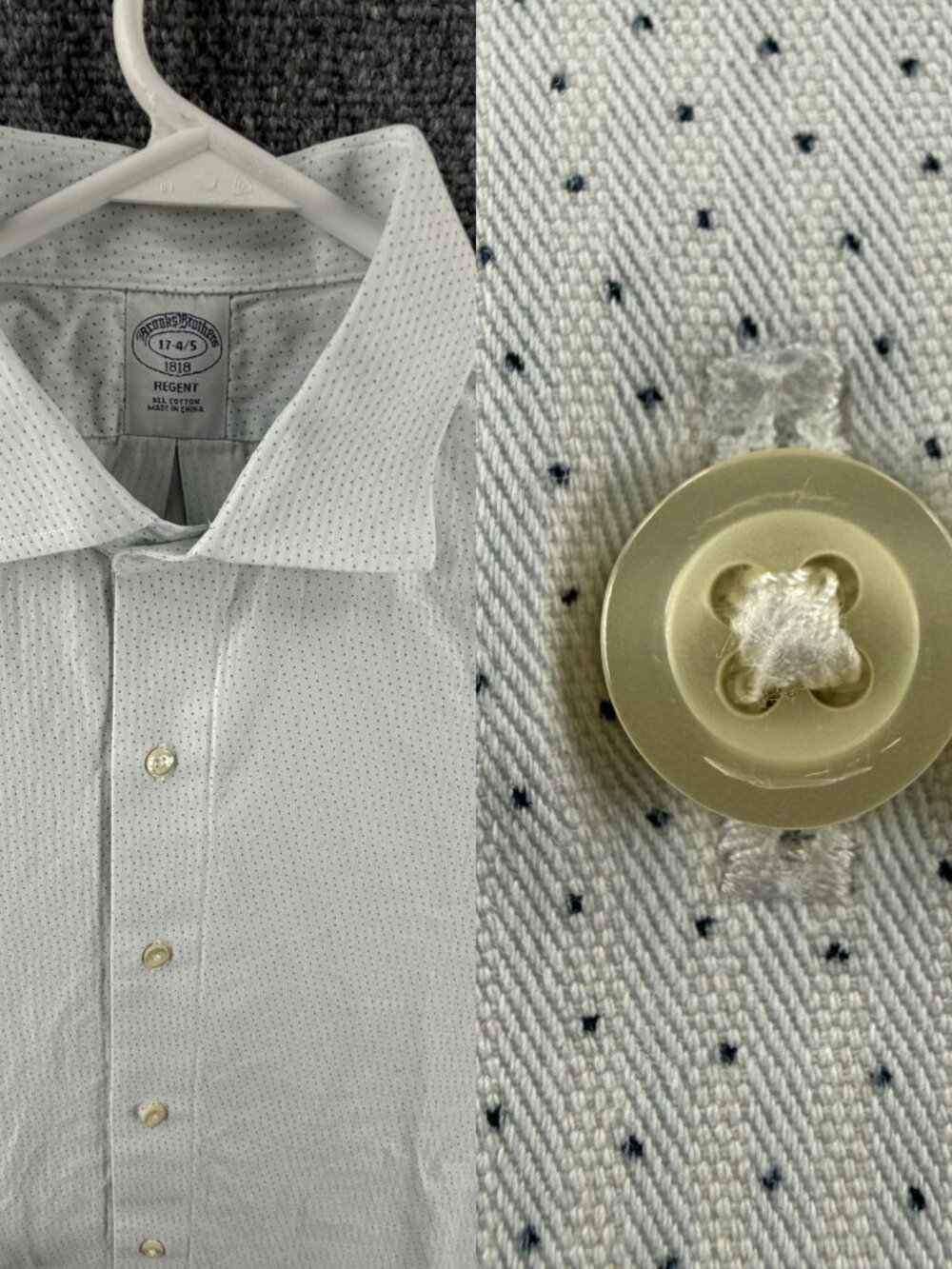 Brooks Brothers Geometric 17 4/5 Cotton Regent Blue Business Shirt Button Up Men